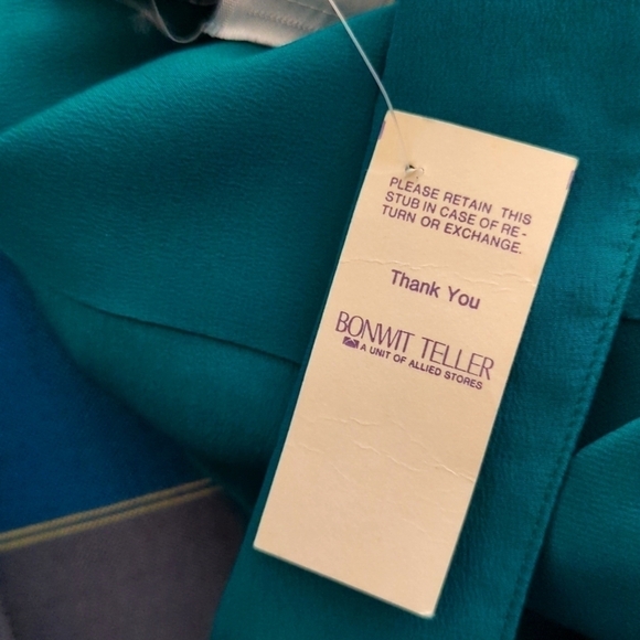 Vintage Bonwit Teller Deadstock Blouse 100% Pure Silk Argenti Green Size 14 - Picture 10 of 11